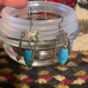 Flower silver n turquoise earrings